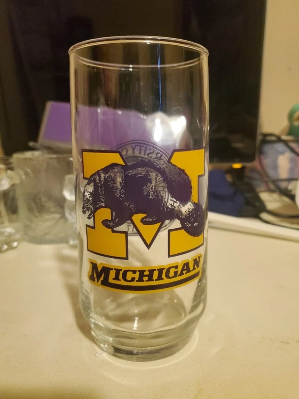 Vintage Michigan Wolverines NCAA Glass 12 oz